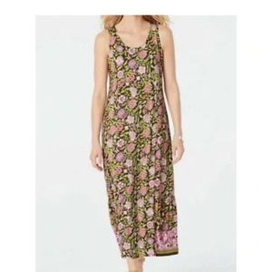 J.Jill Floral Knit Sleeveless Rayon Maxi Dress size Large